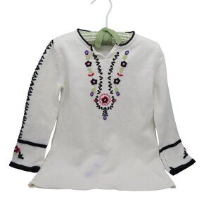 HANNA ANDERSSON Girl's White Embroidered Edelweiss Sweater Size 120/US 6-7